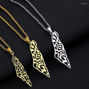 Hanger Kettingen Midden-Oosten Staat Palestina Kaart Ketting Roestvrij Staal Goud Kleur Arabisch Mannen Vrouwen Etnische Sieraden Gift