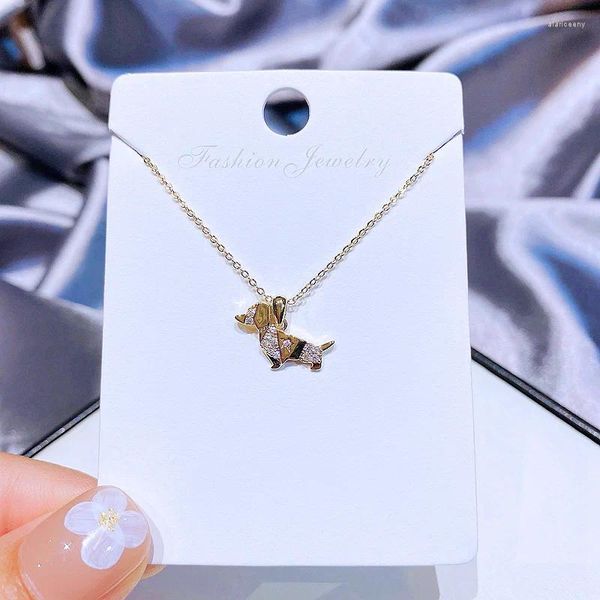 Pendentif Colliers MIGGA Micro Pavé Zircon Cubique Mignon Collier De Chien Or Couleur Plaqué Femmes Chaîne De Cou Bijoux