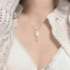 Pendentif Colliers Milky White Star Pearl Clavicule Collier pour femmes Charms Party Femme Design Coréen Mode Accesorios Doux Bijoux