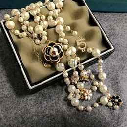 Colliers pendentifs Mimiyagu Long collier de perles simulées pour femmes No.5 Double couche pendentif long collier fête 220218 x0909