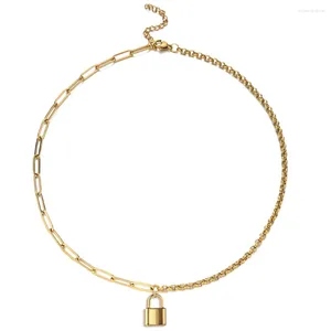 Colliers pendants Minamama Asymétrie Style Callier de chaîne en acier inoxydable pour Woman Lock Choker Collier Bijoux