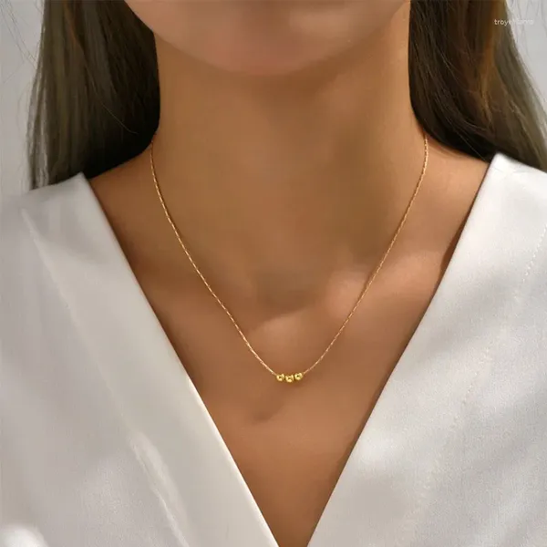 Collares colgantes Minar 2023 Cuentas metálicas Strand para mujeres Declaración de niña 14K Chapado en oro real Gargantilla de cadena de cobre