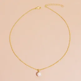 Colliers pendants minar imitation rond délicate perle pour femmes 14K réel boucles en laiton d'or