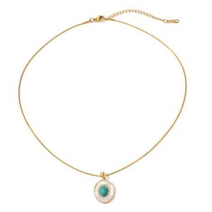 Hangende kettingen minar Frans ovaal blauw groene natuursteen turquoise hanger kettingen vrouwen 18K vergulde roestvrij staalverschil gratis choker