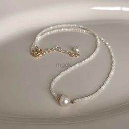 Collares colgantes Minar Harajuku, gargantilla de perlas de agua dulce de gran naturaleza, collares con colgante de hilo de concha de Color blanco para mujeres, regalos de boda 240330