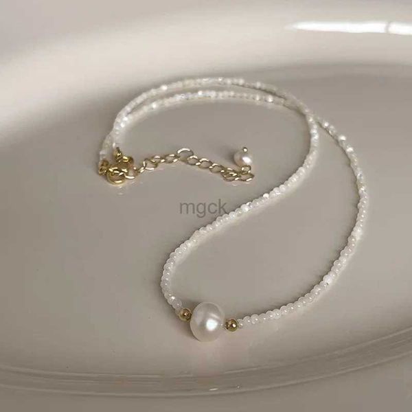 Pendentif colliers Minar Harajuku grande Nature perle d'eau douce colliers ras du cou couleur blanche coquille brin pendentif colliers pour femmes cadeaux de mariage 240330