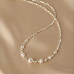 Colliers pendants Minar ins Fashion Colliers de perle de perle de perle d'eau fraîche pour les femmes cuivre argentée Bling Water Wave Chain Chain