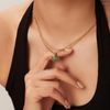 Colliers pendants Minar Retro Green Color Jade Pierre naturelle pour les femmes Collier de tour de cou ovale en acier inoxydable à l'or 14K