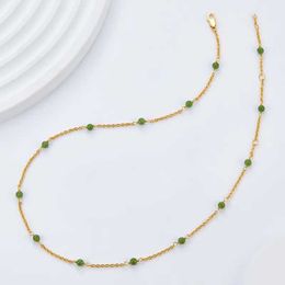 Colliers pendants Minar Retro Green Couleur Naturel Stone Charm Colliers pour femmes 14K Real plaque à or Copp
