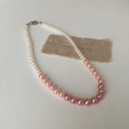 Colliers pendants Minar texturé rose blanc Couleur de couleur Imitation Collier perlé perlé pour femmes plaquette à bascule cuivre cuivre coucheur