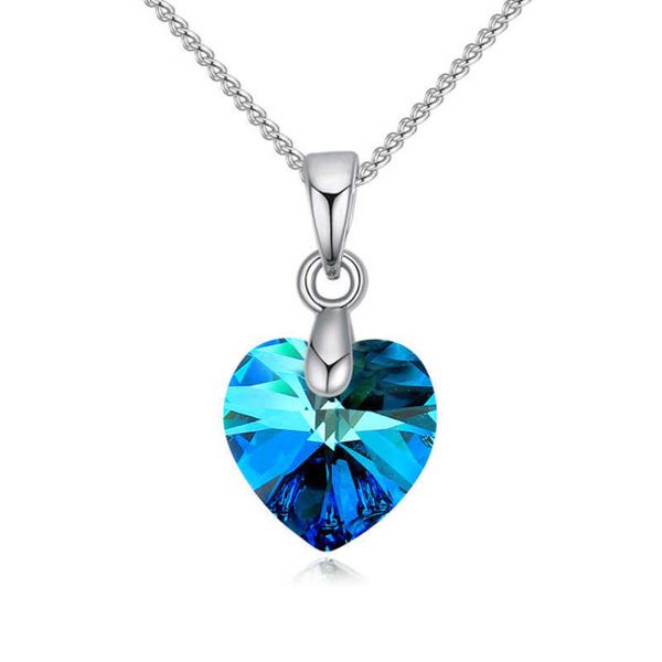 Collares colgantes Mini cristales de corazón de Swarovski para mujeres Niñas Regalo Cadena de color plateado Decoraciones de joyería para niños 263k