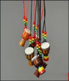 Colliers pendants mini batteur de la jambe pour djembe percussion Collier d'instrument de musique africain bijoux de tambour à main ac dhgirlsh5565711