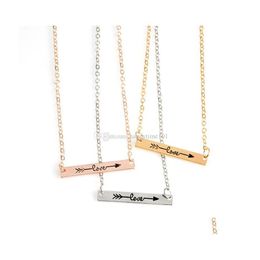 Hanger kettingen minimalistische bar hanger ketting gepersonaliseerd eenvoudige gesneden liefde pijl drie kleuren voor meisjes vrouwen mode sieraden dhb6m