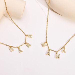 Pendentif Colliers Minimaliste Chic Collier Cubique Zircone Lettres Collier Femme MAMA NANA En Acier Inoxydable Chaînes Bijoux