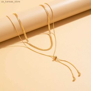 Hangende kettingen Minimalistische platte slangenketen Korte sleutelbeen ketting Trend Creativiteit Verstelbare dunne ketting Lange ketting Vrouwen esthetische sieraden240408