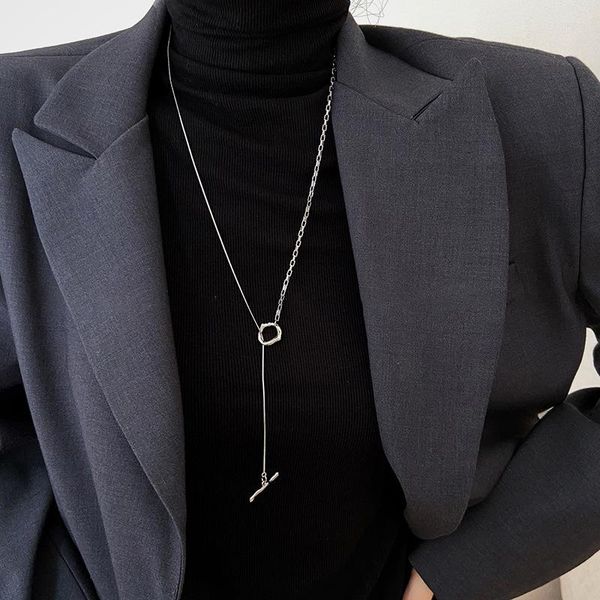 Collares colgantes minimalista oro plata color enlace collar para mujeres hombres collar geométrico cadena suéter fiesta encanto joyería regalo 2023
