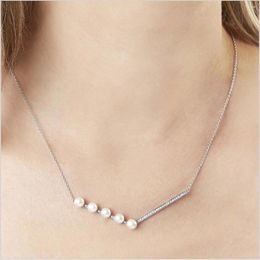 Pendentif Colliers Minimaliste Imiter Collier de perles Femme Single Row Five Collier Chaîne avec Zircon Accent Design Neckchain Cadeaux
