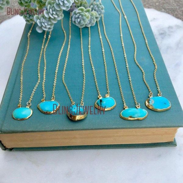Colliers pendentifs Collier minimaliste Double Bail Turquoises Boho Rough Cut Freeform NM11597