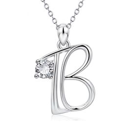 Hanger Kettingen Minimalistisch Zilverkleur 4 A B X Z Letter Naam Initial for Women / Girls Lange Big Necklace
