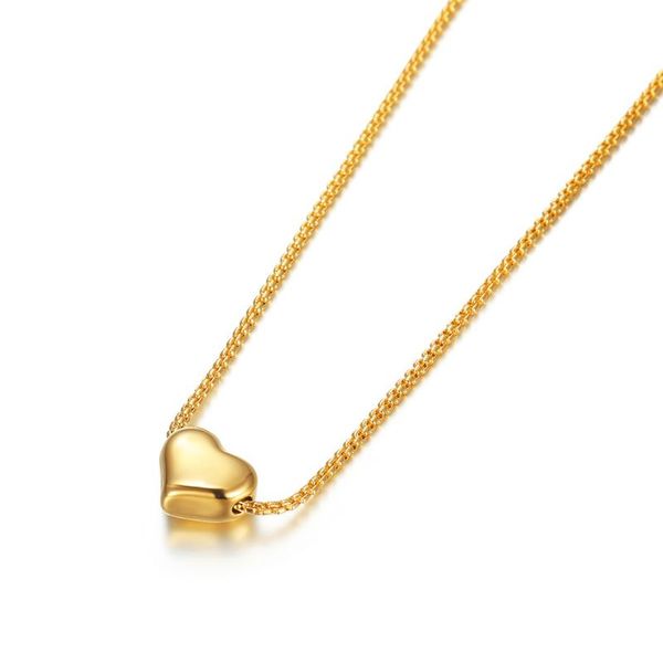 Collares colgantes Minimalista Smooth Tiny Small Heart Collar para mujeres Regalo de joyería de collar de color de oro