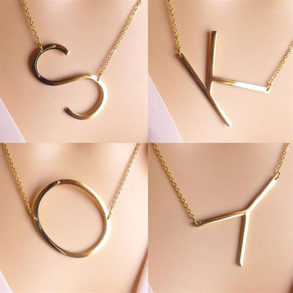 Collares colgantes Minimalista Acero inoxidable 26 A-Z Nombre de letra Inicial para mujeres Regalo de niña grande larga