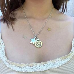 Pendentif Colliers Collier étoile minimaliste pour femmes Mode Boho Spiral Symbole Pentagramme Vintage Hip Hop Bijoux Accessoires