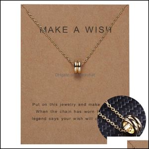 Colliers de pendentif minimalistes femmes fille fille mode g￩om￩trique perles creuses collier avec carte de carte en papier livraison de bijoux pendentifs ote0l