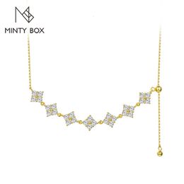 Anhänger Halsketten MINTYBOX Luxurly AU585 D Farbe Halskette Reines K Gold Einstellbar für Frauen Hochzeit Party Braut Edlen Schmuck 231017