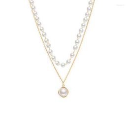 Pendentif Colliers MIIQAO Rétro Ins Simple Double Couche Perle Collier Femme Cou Bijoux Vacances Cadeau Pour Petite Amie 2023 Tendance