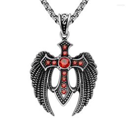 Hanger Kettingen MIQIAO Roestvrij Staal Titanium Rode Zirkoon Gothic Eagle Vintage Kraag Kettingen Ketting Voor Mannen Vrouwen Sieraden Gif208e