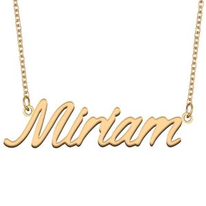 Pendentif Colliers Miriam Nameplate Collier pour femmes Bijoux en acier inoxydable Plaqué or Nom Chaîne Femme Mères Girlfriend Cadeau