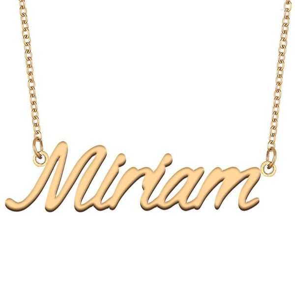 Pendentif Colliers Miriam Nameplate Collier pour femmes Bijoux en acier inoxydable Plaqué or Nom Chaîne Femme Mères Girlfriend Cadeau