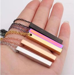 Colliers de pendentif Miroir en acier inoxydable poli carré Square verticale Bar Bar pendente en métal Collier en gros 10pcs