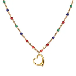 Anhänger Halsketten MisenBaBa Edelstahl Handgefertigte Perlen Kette Pfirsich Herz Für Frauen Böhmischen Modeschmuck