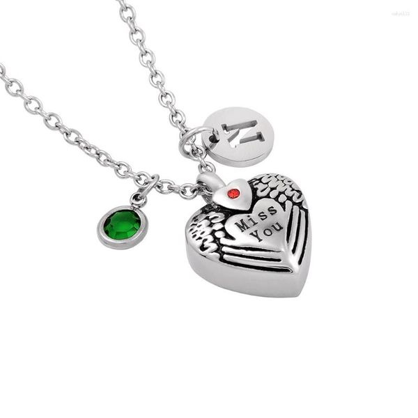 Colliers pendants Miss You Maman papa Rembrance des bijoux Crémation Urn Collier KeepSake Urnes avec Alphabet Colar