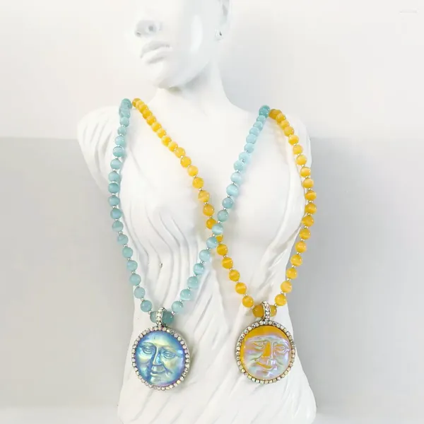 Colliers pendentifs Mitto a conçu des bijoux de mode pour femmes et des accessoires haut de gamme Collier de perles d'opales de déesse du soleil vintage