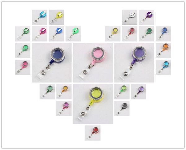 Colliers de pendentif mélangez les couleurs badge bobine en alliage de médaillon flottant magnétique avec cristal 30 mm vivant 10pcspendant