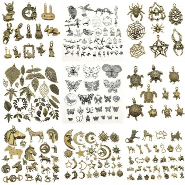 Colliers pendentifs mélangent des plantes et des animaux mélangés pour la fabrication de bijoux, accessoires d'artisanat