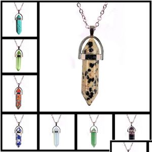 Pendentif Colliers Mix Pierre Naturelle Quartz Collier Hexagonal Prisme Point Guérison Opale Turquoise Chaînes Oeil De Tigre Pour Les Femmes Bijoux En Dh0Zy