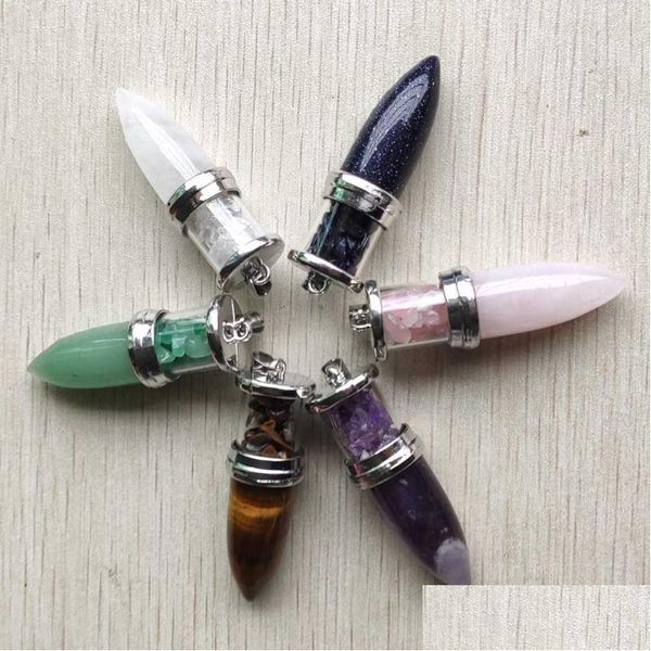 Colliers de pendentif mélange en pierre naturelle souhaitant le cône de bouteille Reiki Pendum Pendum pour les femmes bijoux 6 pcs / lot livraison de chute en gros dhdqy