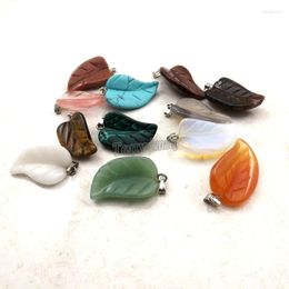 Pendentif colliers mixte feuille de pierre semi-précieuse pour collier réel naturel 24 pcs/lot en gros