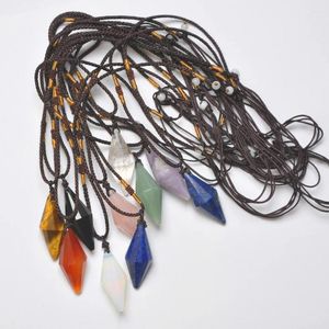 Colliers pendants Amethyst en pierre mixte / cristal transparent / aventurine / agate / tigereye / opale / lapis en nylon ajusté en nylon collier bijoux 10pcs
