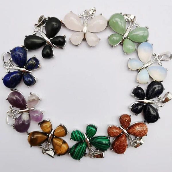 Collares colgantes Piedra mixta Aventurina / Cristal / Ágata / Arenisca / Ópalo / Malaquita Mariposa Animal Joyería para mujer Regalo 10 piezas