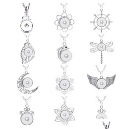 Colliers pendants Styles mixtes Collier bouton-bouton 18 mm en métal coeur fleur Moon Snaps Boutons pour femmes bijoux Drop cadeau de Dhgarden DHHJ8