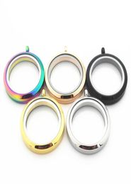 Les colliers pendants mélangent 5pcslot 25 mm 30 mm 5 couleurs en acier inoxydable rond en verre mémoire