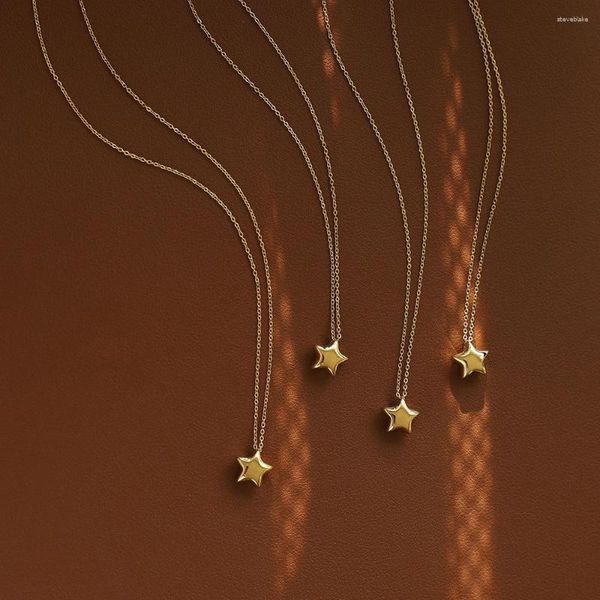 Collares colgantes MODAGIRL Minimalista 18K Chapado en oro Collar de cinco estrellas de acero inoxidable para joyería de moda para mujer