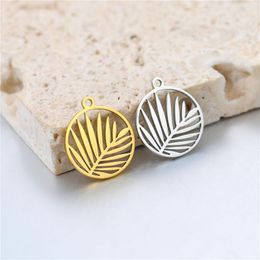 Pendentif Colliers MODAGIRL Branche De Palmier Ronde Feuilles Charmes 15mm DIY Plaqué Or En Acier Inoxydable Fabrication De Bijoux Fournitures