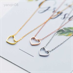 Pendentif Colliers Modian Couleur Mode Romantique Simple Coeurs Pendentif Colliers Pour Femmes % 925 Sterling Silver Charm Anniversaire Bijoux HKD230712