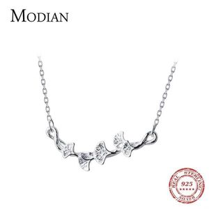 Hangende kettingen Modian Nieuw aankomst% Real 925 Sterling Silver Fashion Classic Bloemketen Ketting Dames Sterling Silver S925 Sieraden S2452206