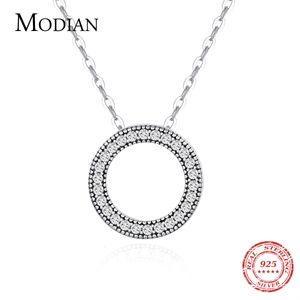 Pendentif Colliers Modian Romantique Réel En Argent Sterling 925 Mode Coeurs Ronds Collier Pour Les Femmes Fantastique Vie De Mariage Colliers Bijoux Cadeau 230506